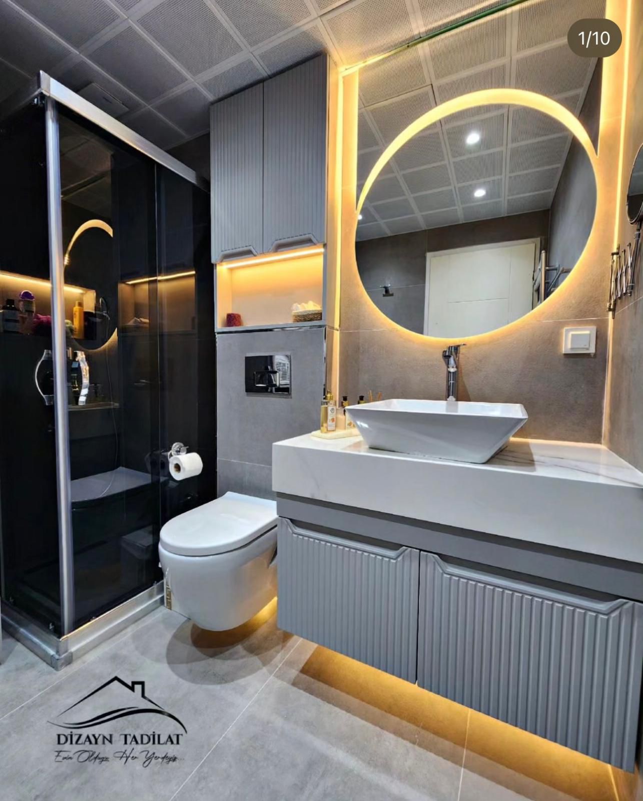Gri Modern Banyo Tadilatı