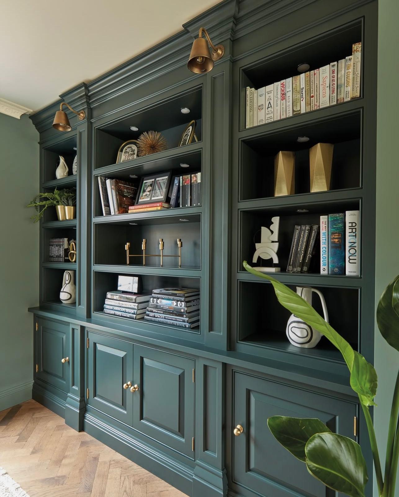 Country Stil Koyu Yeşil Kitaplık